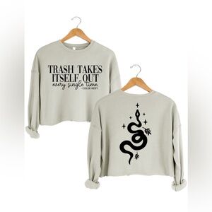 Swiftie Trash Takes Itself Out Every Single Time Crop Cotton Sweatshirt M